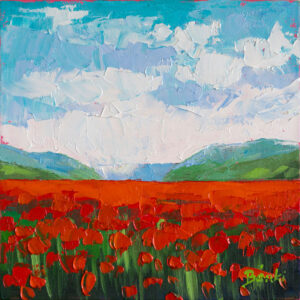 poppy meadow oil painting